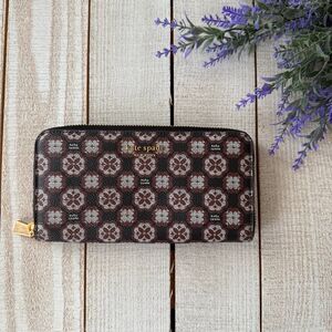 Kate Spade Flower Monogram Coated Canvas Zip Around Wallet